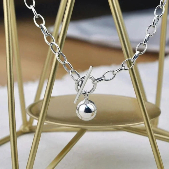 925 Sterling Silver Chunky Toggle Chain Necklace - Picture 6 of 7